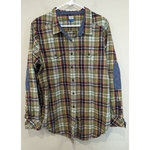 Kavu 100% Cotton Plaid Long Sleeve Button Down Shirt Size XL